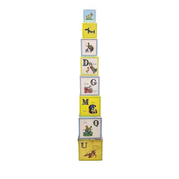 Playskool Golden Books Wood Nesting Boxes Alphabet Set of 8-1950's RARE - Picture 1 of 9